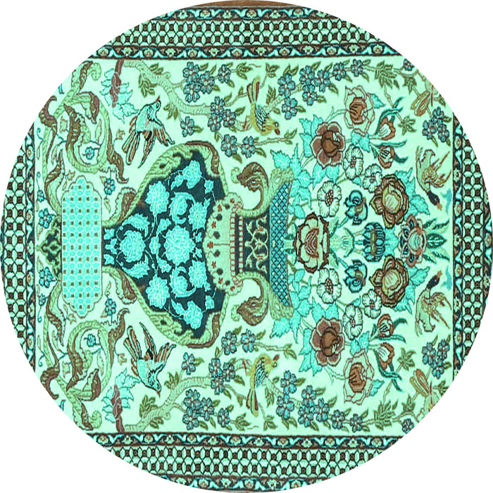 Round Animal Turquoise Traditional Rug, tr4819turq