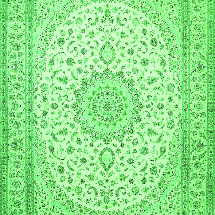 Serging Thickness of Machine Washable Medallion Green Traditional Area Rugs, wshtr481grn