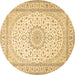 Round Medallion Brown Traditional Rug, tr481brn