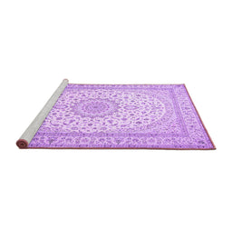 Sideview of Machine Washable Medallion Purple Traditional Area Rugs, wshtr481pur