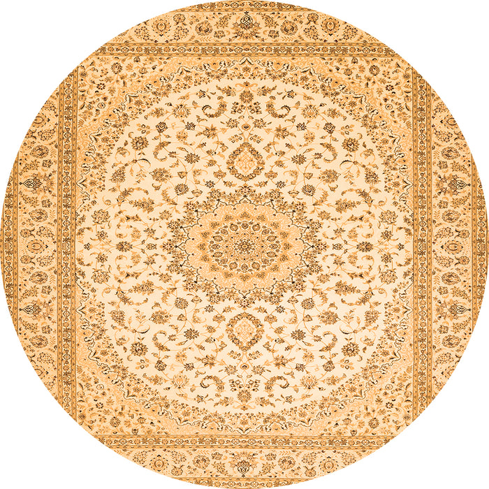 Machine Washable Medallion Orange Traditional Area Rugs, wshtr481org