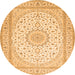 Machine Washable Medallion Orange Traditional Area Rugs, wshtr481org