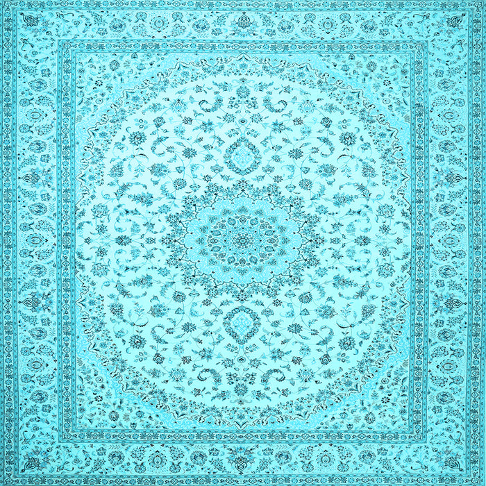 Square Medallion Light Blue Traditional Rug, tr481lblu