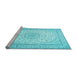 Sideview of Machine Washable Medallion Light Blue Traditional Rug, wshtr481lblu