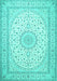 Machine Washable Medallion Turquoise Traditional Area Rugs, wshtr481turq