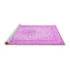 Sideview of Machine Washable Medallion Pink Traditional Rug, wshtr481pnk