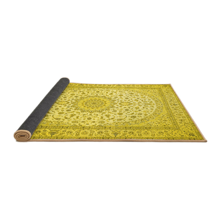 Sideview of Medallion Yellow Traditional Rug, tr481yw