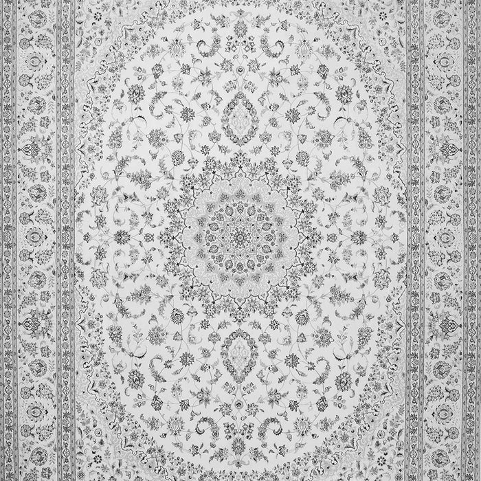 Serging Thickness of Machine Washable Medallion Gray Traditional Rug, wshtr481gry