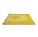 Sideview of Machine Washable Medallion Yellow Traditional Rug, wshtr481yw