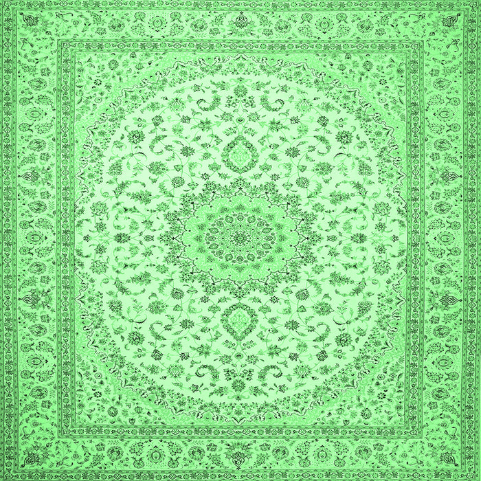 Square Medallion Emerald Green Traditional Rug, tr481emgrn