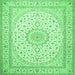 Square Medallion Emerald Green Traditional Rug, tr481emgrn