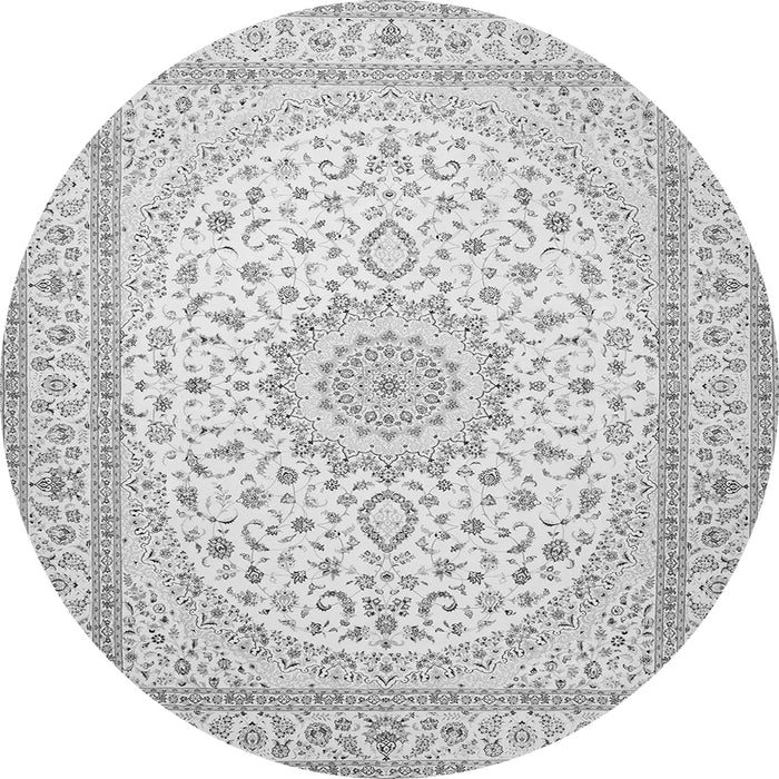 Machine Washable Medallion Gray Traditional Rug, wshtr481gry