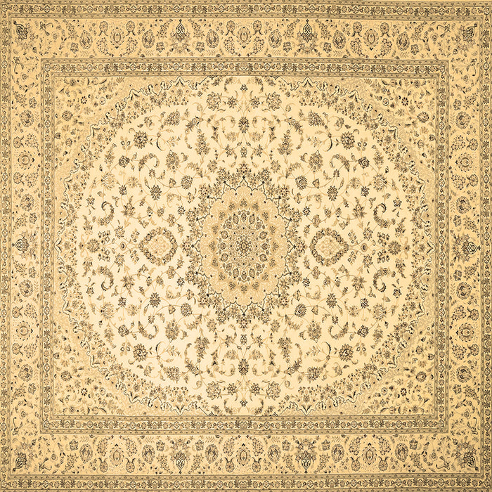Square Machine Washable Medallion Brown Traditional Rug, wshtr481brn