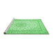 Sideview of Machine Washable Medallion Emerald Green Traditional Area Rugs, wshtr481emgrn