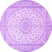 Round Medallion Purple Traditional Rug, tr481pur