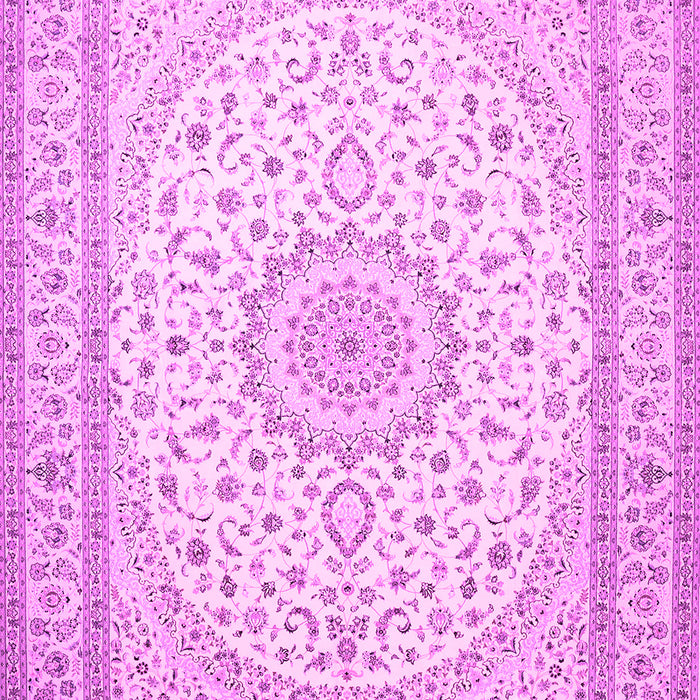 Machine Washable Medallion Pink Traditional Rug, wshtr481pnk