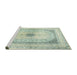 Sideview of Machine Washable Traditional Green Rug, wshtr4820