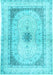 Machine Washable Persian Light Blue Traditional Rug, wshtr4820lblu