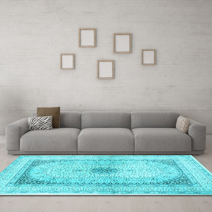 Machine Washable Persian Light Blue Traditional Rug in a Living Room, wshtr4820lblu
