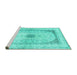 Sideview of Machine Washable Persian Turquoise Traditional Area Rugs, wshtr4820turq