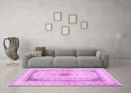Machine Washable Persian Pink Traditional Rug in a Living Room, wshtr4820pnk