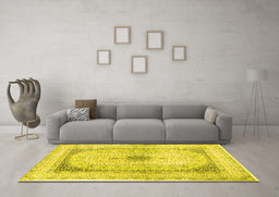 Machine Washable Persian Yellow Traditional Rug in a Living Room, wshtr4820yw