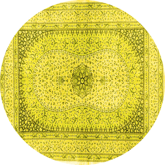 Round Persian Yellow Traditional Rug, tr4820yw