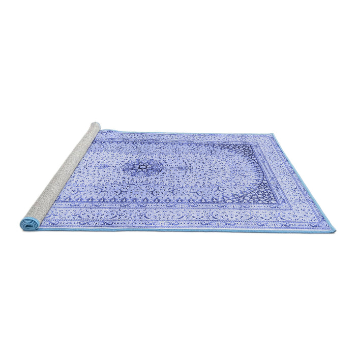 Sideview of Machine Washable Persian Blue Traditional Rug, wshtr4820blu
