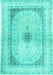 Machine Washable Persian Turquoise Traditional Area Rugs, wshtr4820turq