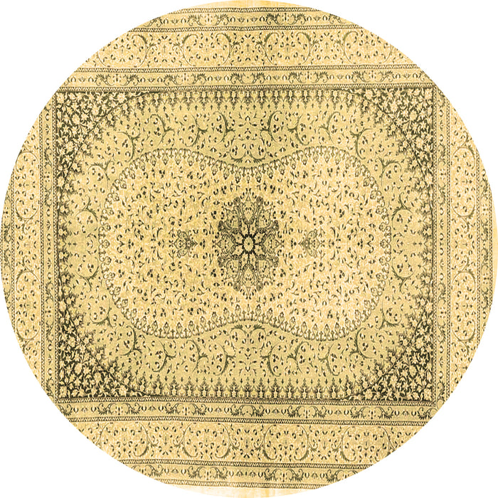 Round Machine Washable Persian Brown Traditional Rug, wshtr4820brn