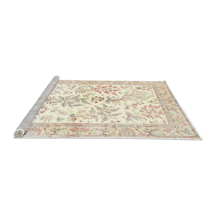 Sideview of Machine Washable Traditional Peach Beige Rug, wshtr4821