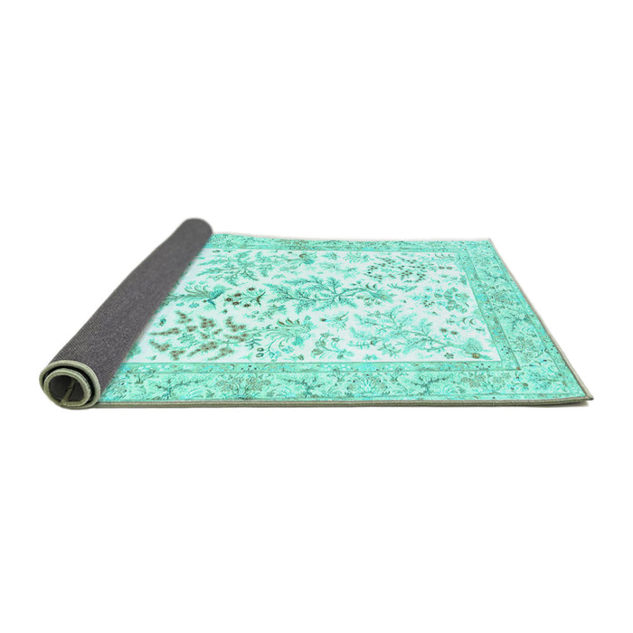 Sideview of Persian Turquoise Traditional Rug, tr4821turq
