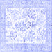Square Machine Washable Persian Blue Traditional Rug, wshtr4821blu