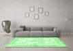 Machine Washable Persian Emerald Green Traditional Area Rugs in a Living Room,, wshtr4821emgrn