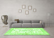 Machine Washable Persian Green Traditional Area Rugs in a Living Room,, wshtr4821grn