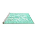 Sideview of Machine Washable Persian Turquoise Traditional Area Rugs, wshtr4821turq