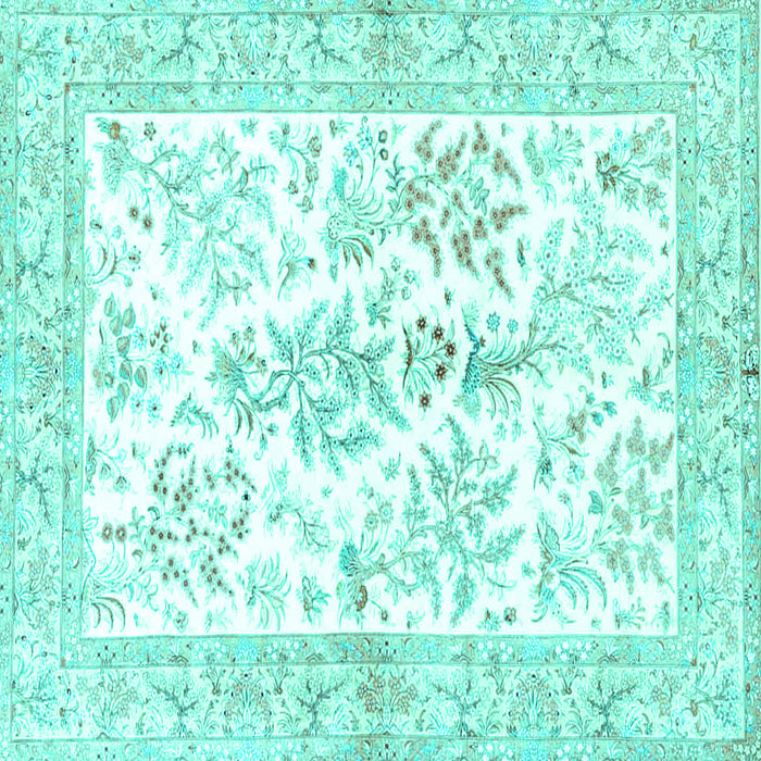 Square Persian Turquoise Traditional Rug, tr4821turq