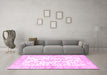 Machine Washable Persian Pink Traditional Rug in a Living Room, wshtr4821pnk
