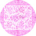 Round Persian Pink Traditional Rug, tr4821pnk