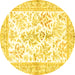 Round Persian Yellow Traditional Rug, tr4821yw