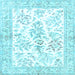Square Machine Washable Persian Light Blue Traditional Rug, wshtr4821lblu