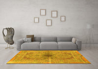 Machine Washable Persian Yellow Traditional Rug, wshtr4822yw