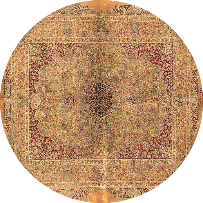 Round Persian Brown Traditional Rug, tr4822brn