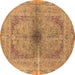 Round Persian Brown Traditional Rug, tr4822brn