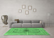 Machine Washable Persian Emerald Green Traditional Area Rugs in a Living Room,, wshtr4822emgrn