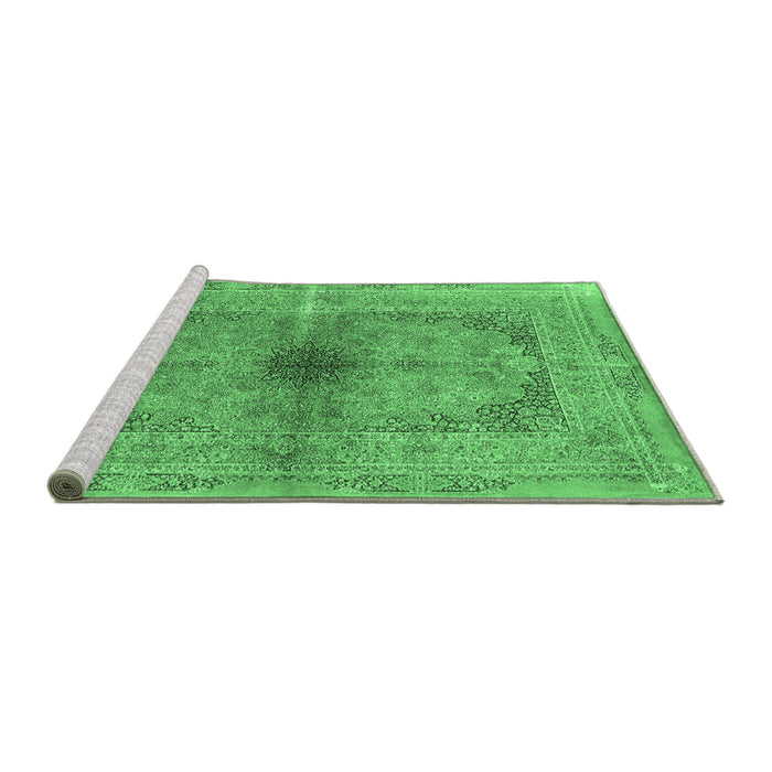 Sideview of Machine Washable Persian Emerald Green Traditional Area Rugs, wshtr4822emgrn