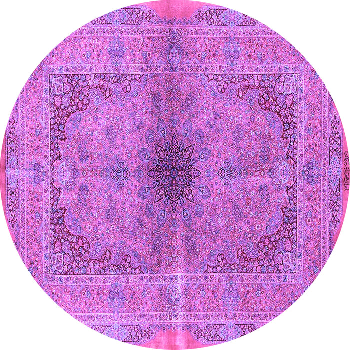 Round Machine Washable Persian Purple Traditional Area Rugs, wshtr4822pur