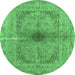 Round Persian Emerald Green Traditional Rug, tr4822emgrn