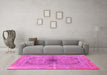 Machine Washable Persian Pink Traditional Rug in a Living Room, wshtr4822pnk