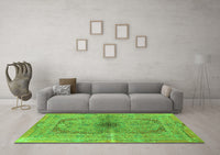 Machine Washable Persian Green Traditional Rug, wshtr4822grn